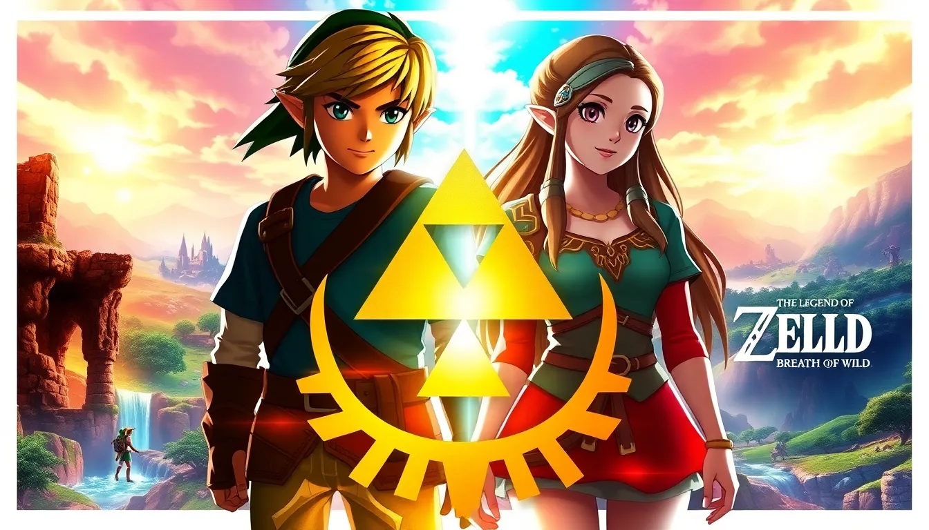 Celebration of The Legend of Zelda series with iconic characters and landscapes.